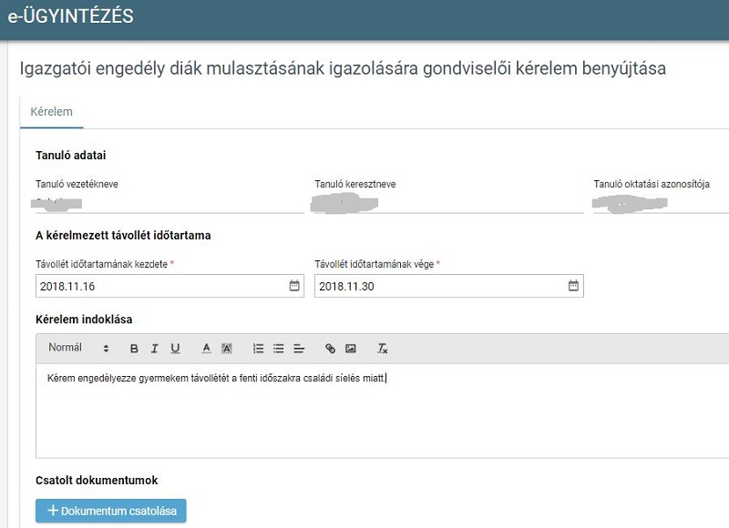Igazgatói engedély űrlap