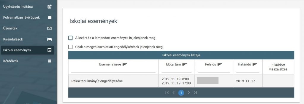 Iskolai események lista